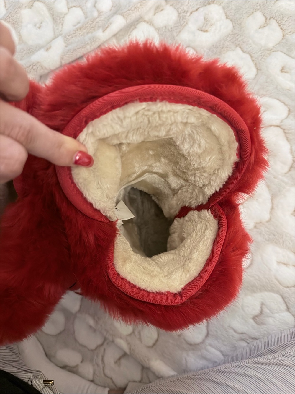 Detroit Red Wings Faux Fur-Trim Ankle Booties for Women L8 - Picture 5 of 6